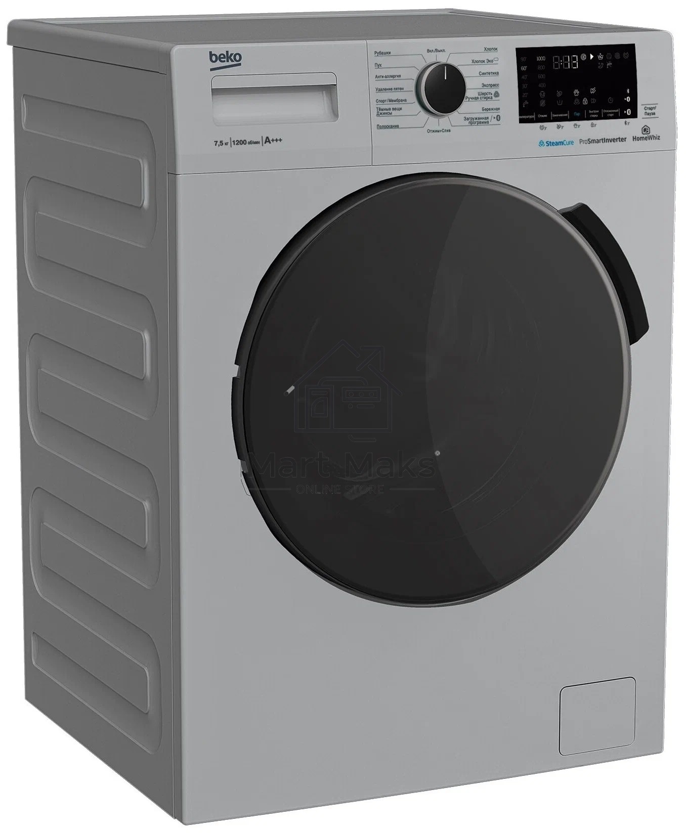 Стиральная машина Beko WSPE7H616S cеребристый, загрузка фронтальная 7,5 кг, 1200 об/мин., класс: А