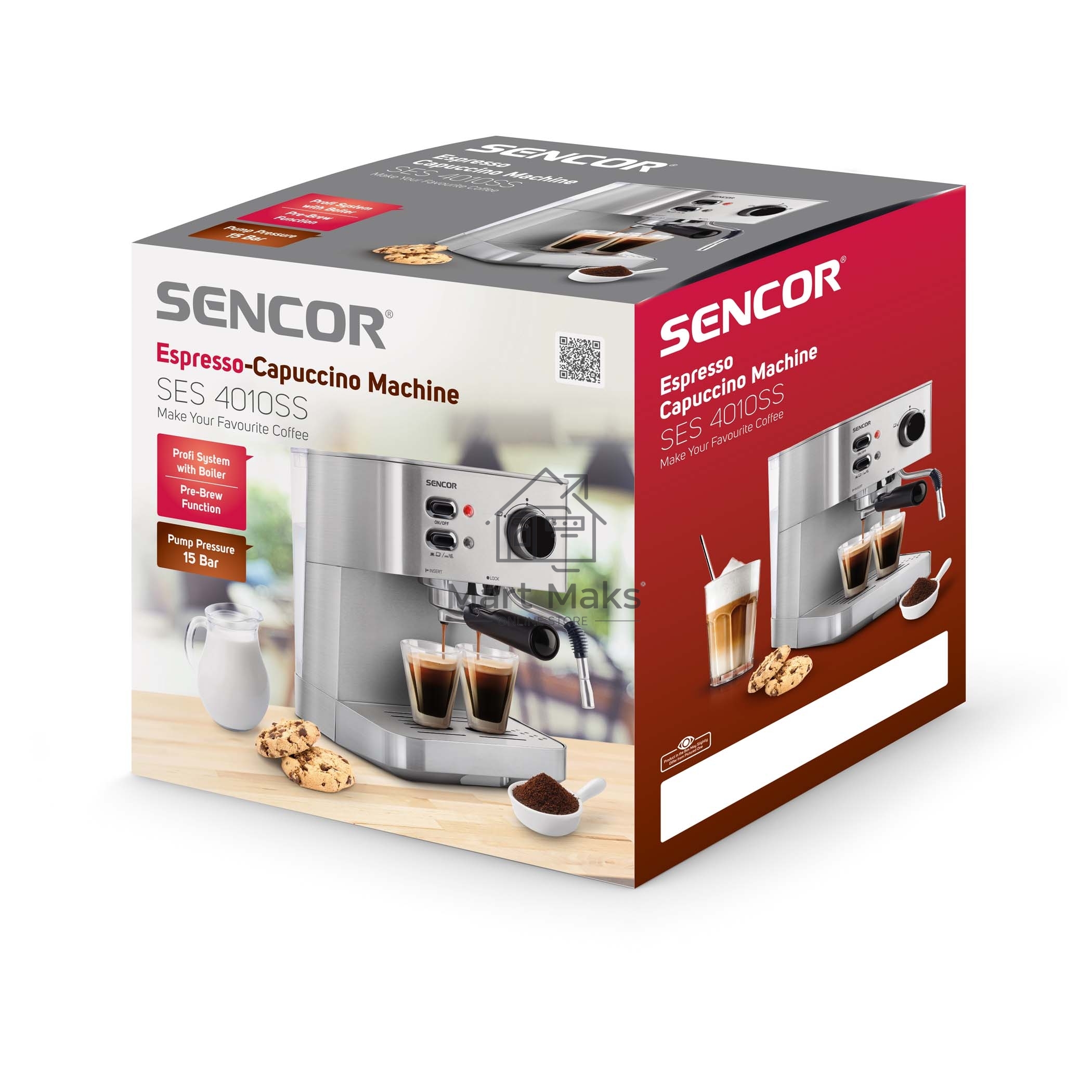 Кофеварка рожковая Sencor SES 4010SS серый, исп. кофе - молотый, 1.5 л, 1050 Вт, 15 Бар.