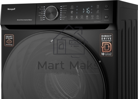 Стиральная машина Weissgauff WM 59411 Direct Drive Inverter Steam Matt Black черная, загрузка фронтальная 11кг, 1400 об/мин., класс: A+++