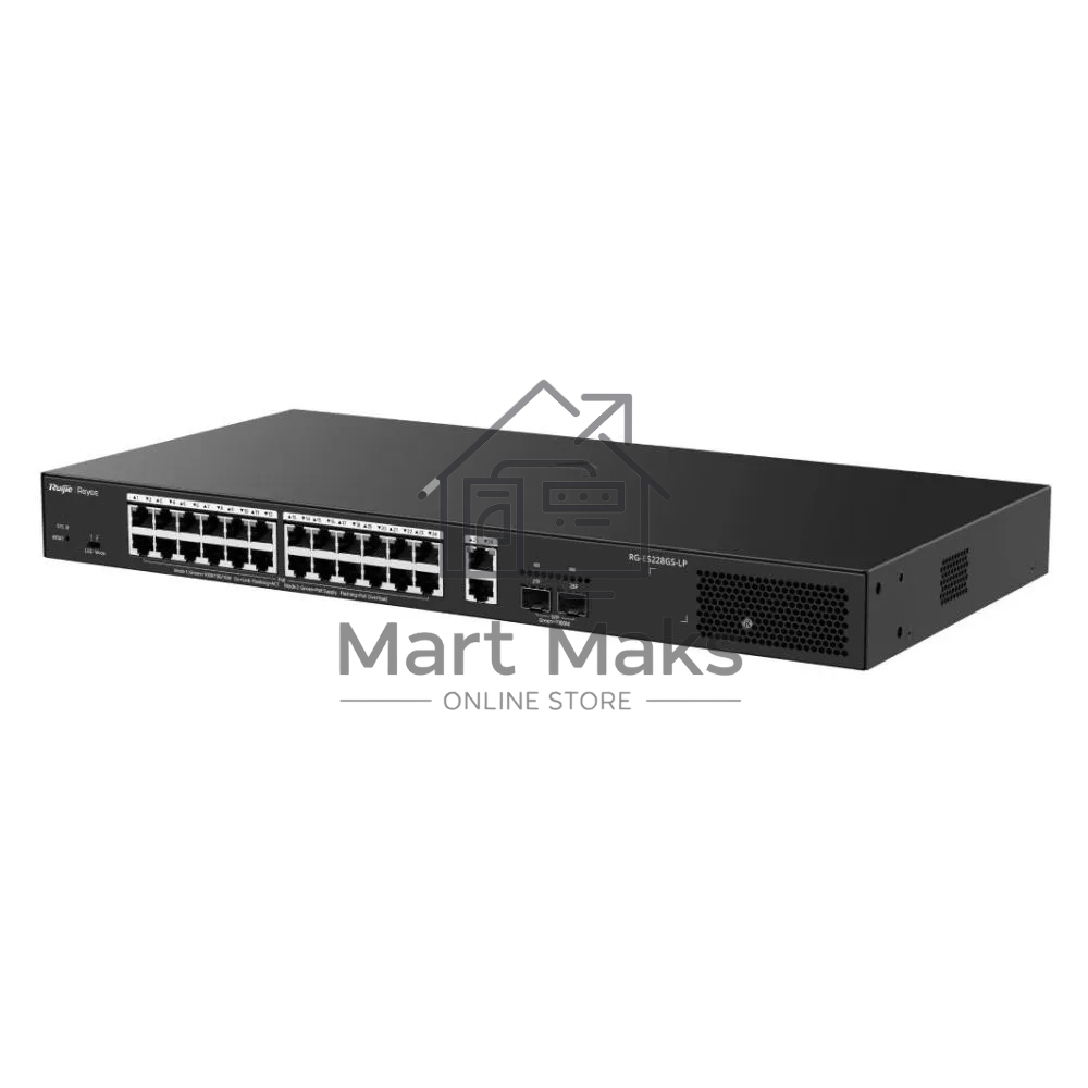 Коммутатор Ruijie Reyee RG-ES228GS-LP, 24×1 Гбит/с PoE + 2×1 Гбит/с + 2×1 Гбит/с SFP Uplink, настраиваемый