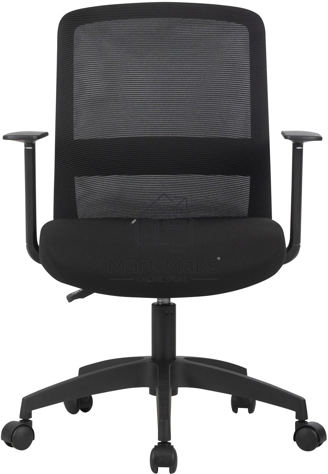 Кресло компьютерное Cactus CS-MC333-BK черный, сиденье черный, сетка/ткань, низк.спин. крестов. пластик, пластик черный