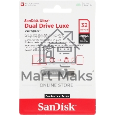 Флешка USB Sandisk Ultra Dual Luxe (SDDDC4-032G-G46), 32Gb, USB 3.2 Gen 1/Type-C, R/W 150/40, серебристый