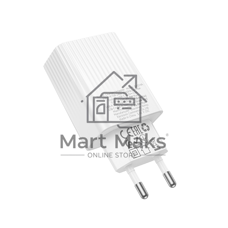 Сетевое зарядное устройство BOROFONE (6941991122767) BAS74A 1USB+1Type-C 3.0A QC3.0 PD 20W White