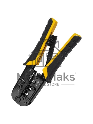 Обжимные клещи Deli DL4971 4P,6P,8P Размер: 200 мм. Спецификация обжима: 4P, 6P, 8P. Сталь A3 с черным покрытием. Ручка из ПВХ и ТПР. Храповой механизм. Подходит для витой пары UTP/STP и телефонных кабелей.