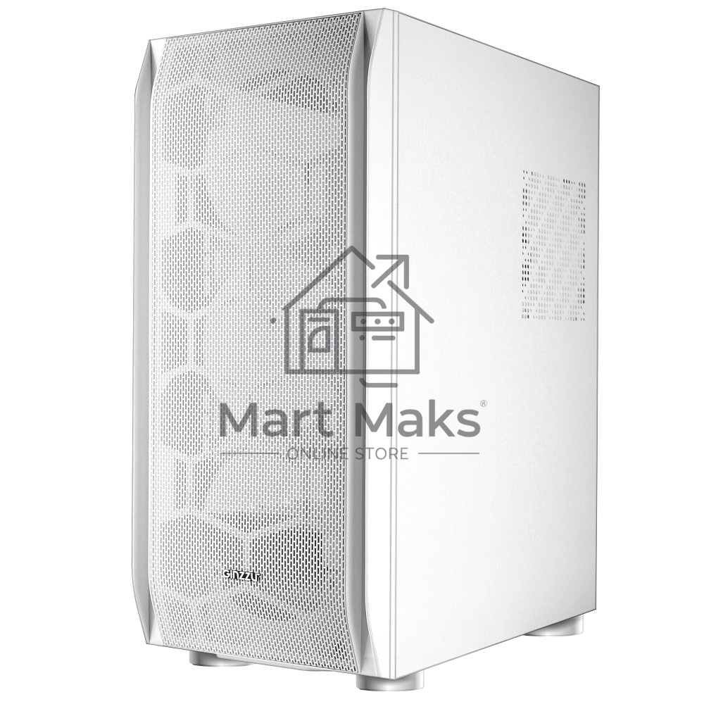Компьютерный корпус Ginzzu GL 185 белый боковая дверца закаленное стекло на петлях на магнитах