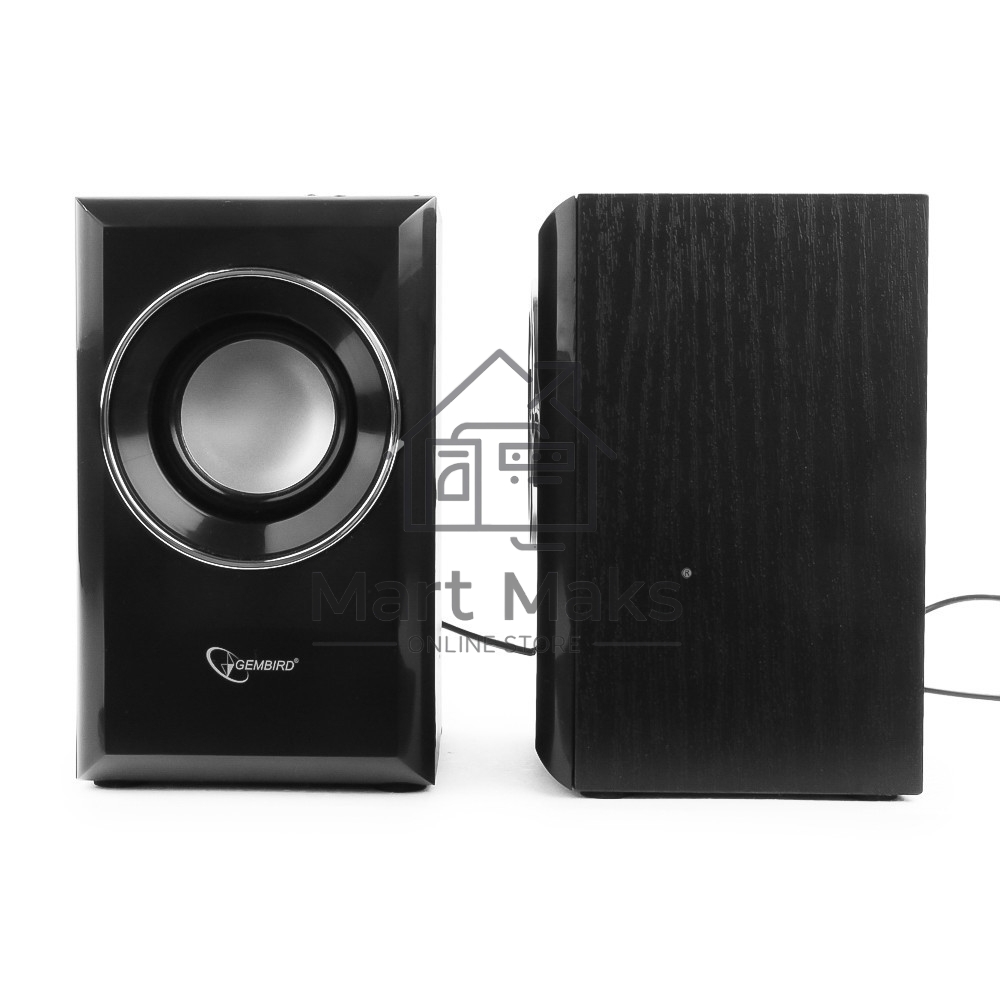 Колонки Gembird SPK-204, черный МДФ,2х3 Вт, регулятор громкости, USB