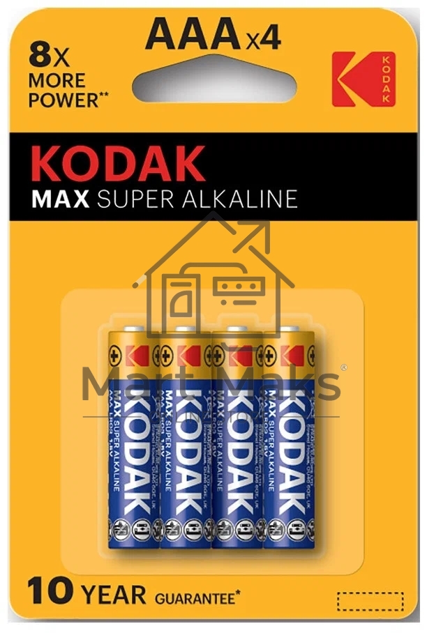 Батарейки Kodak LR03-4BL MAX SUPER Alkaline K3A-4 (40/200/32000)