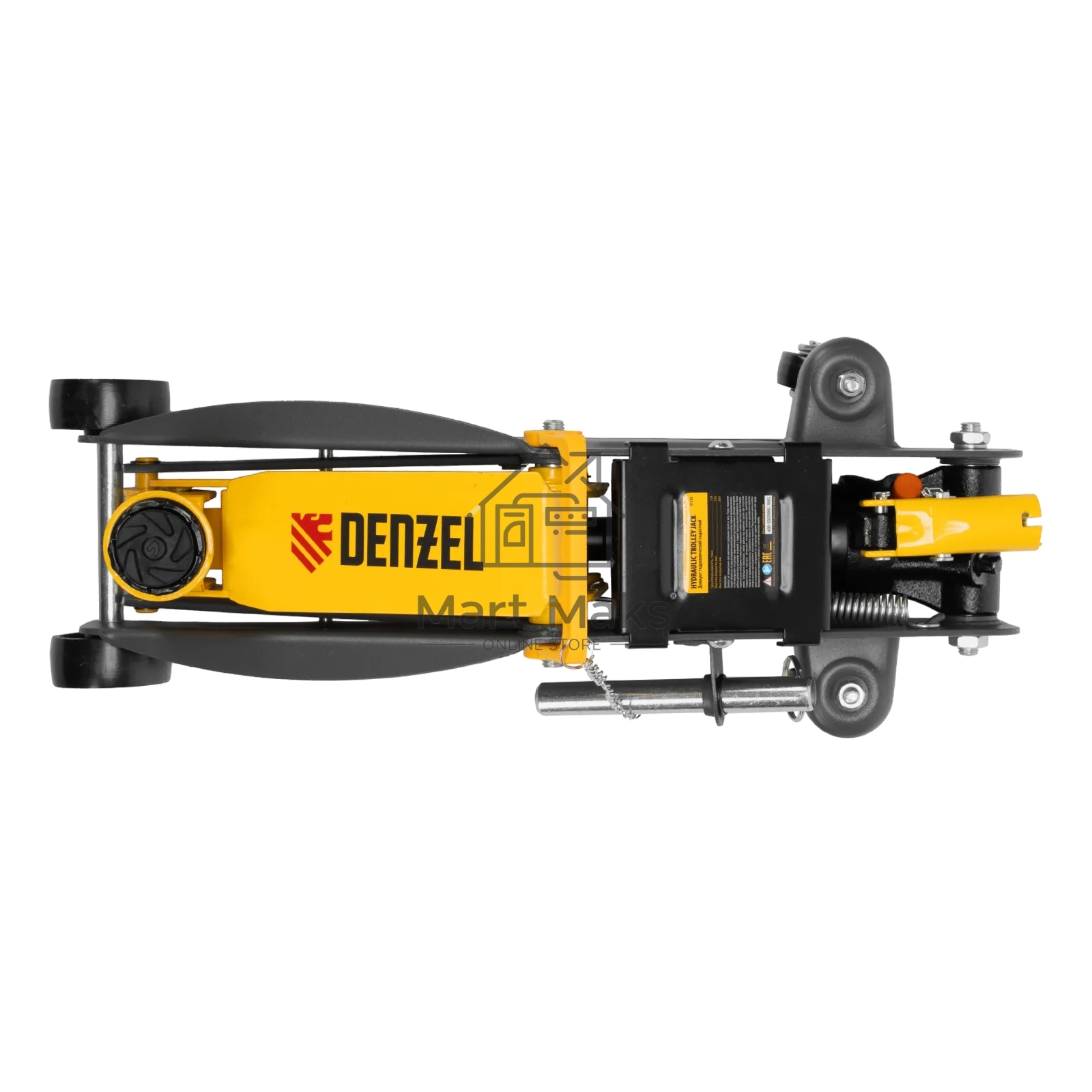Домкрат гидравлический подкатной с фиксатором Denzel 2,8 т, 135-385 мм