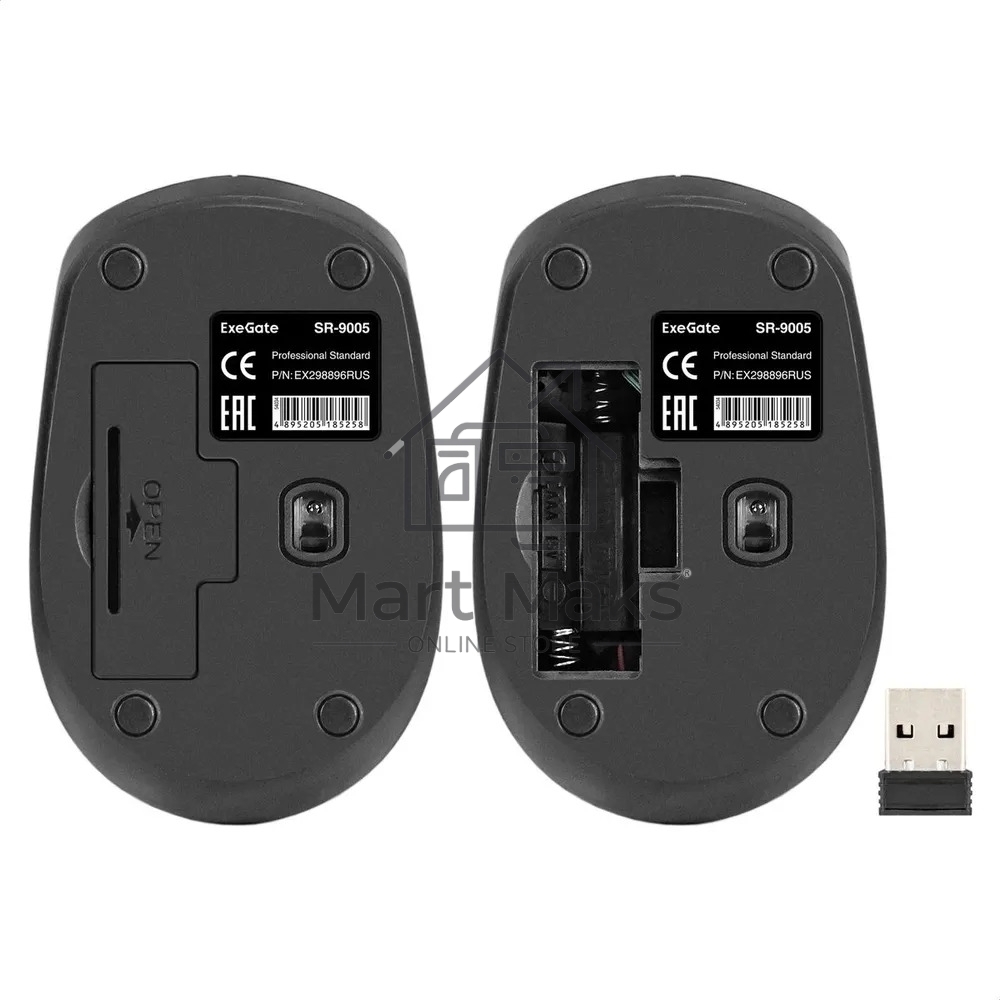 Мышь беспроводная ExeGate Professional Standard SR-9005 черный, 1200 dpi, радиоканал, USB, кнопки - 4