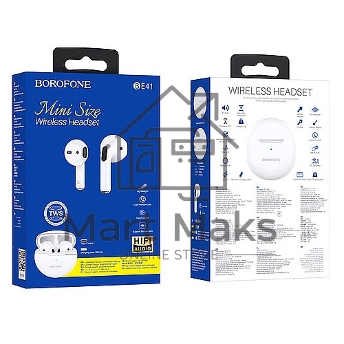 Наушники беспроводные BOROFONE (6931474745743) BE41 Felice TWS White