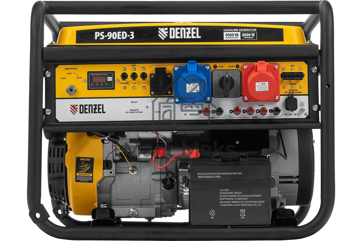 Электрогенератор бензиновый Denzel PS 90 ED-3, 9 кВт, 85 дБ, 90 кг