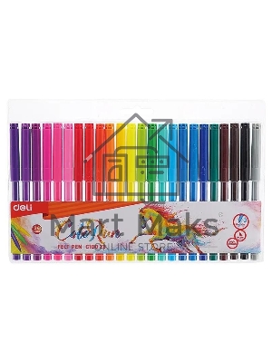 Фломастеры Deli EC10023 ColoRun, вентилируемый колпачок, 24 цвета, пакет с европодвесом Фломастеры Deli EC10023 ColoRun, вентилируемый колпачок, 24 цвета, пакет с европодвесом