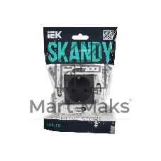Розетка IEK SKANDY SK-R06G (SK-R14-16-1-K53) с заземлением, с защитными шторками, 16А безвинтовое крепление, графит