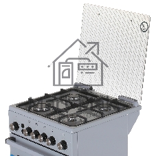 Плита Газовая De Luxe 5040.40г (кр) ЧР-012 серый (стеклянная крышка) реш.чугун