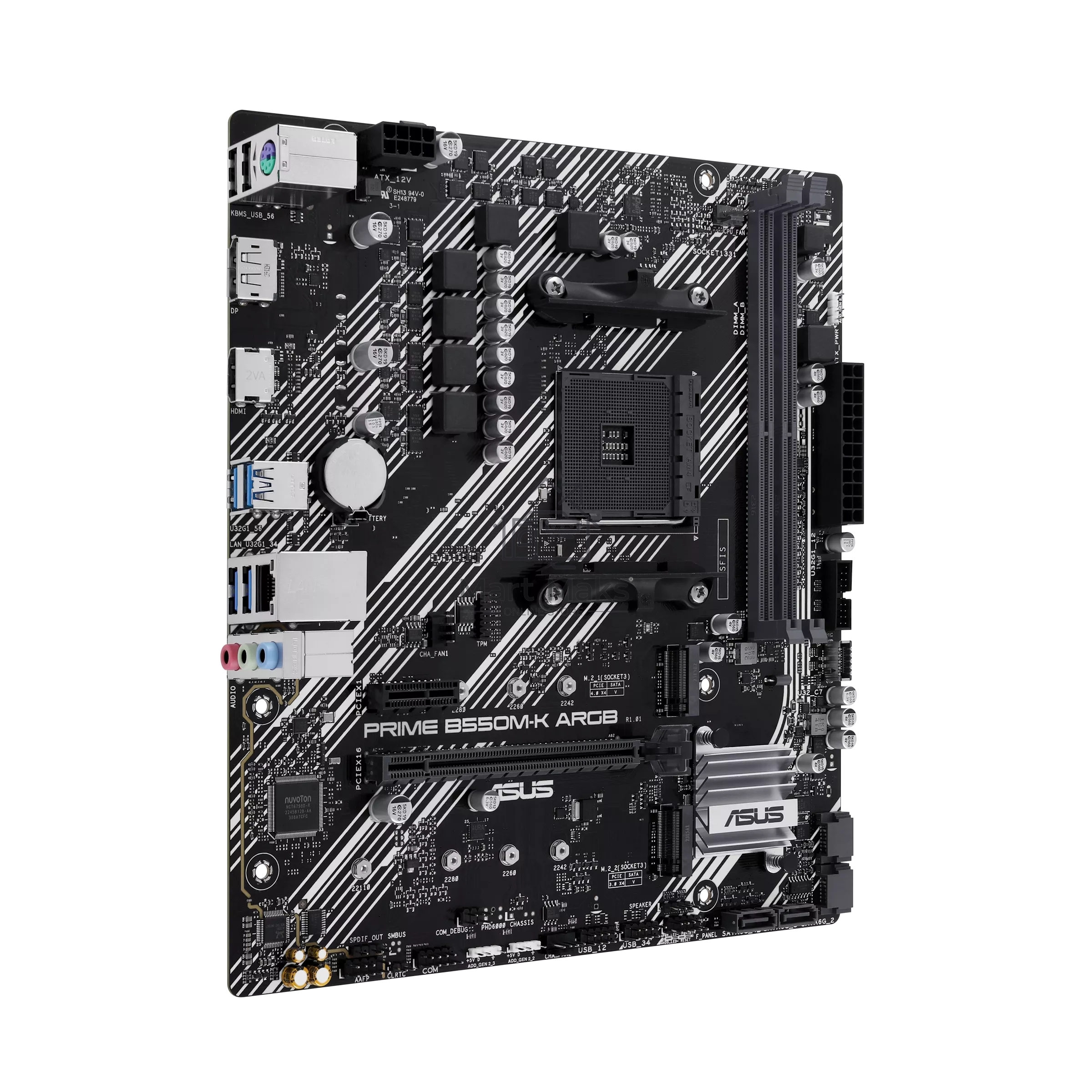 Материнская плата ASUS PRIME B550M-K ARGB, Socket AM4, AMD B550, 2xDDR4, 4xSATA, 2xM.2, 1xPCI-E 4.0 x16, 1xPCI-E x1, 1xHDMI, 1xDP, 1x 1Gb LAN, 4xUSB-A 3.2 Gen 1, 2xUSB-A 2.0, 3x3.5 мм, 7.1, Micro-ATX