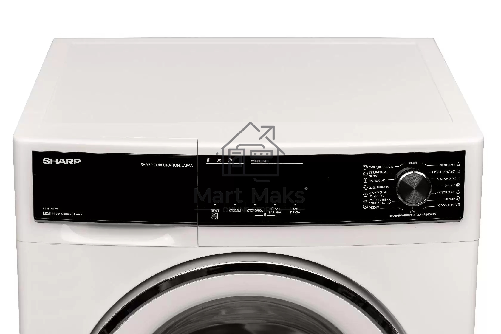 Стиральная машина Sharp ES814RW белый, загрузка фронтальная 8 кг, 1400 об/мин, класс: A+++
