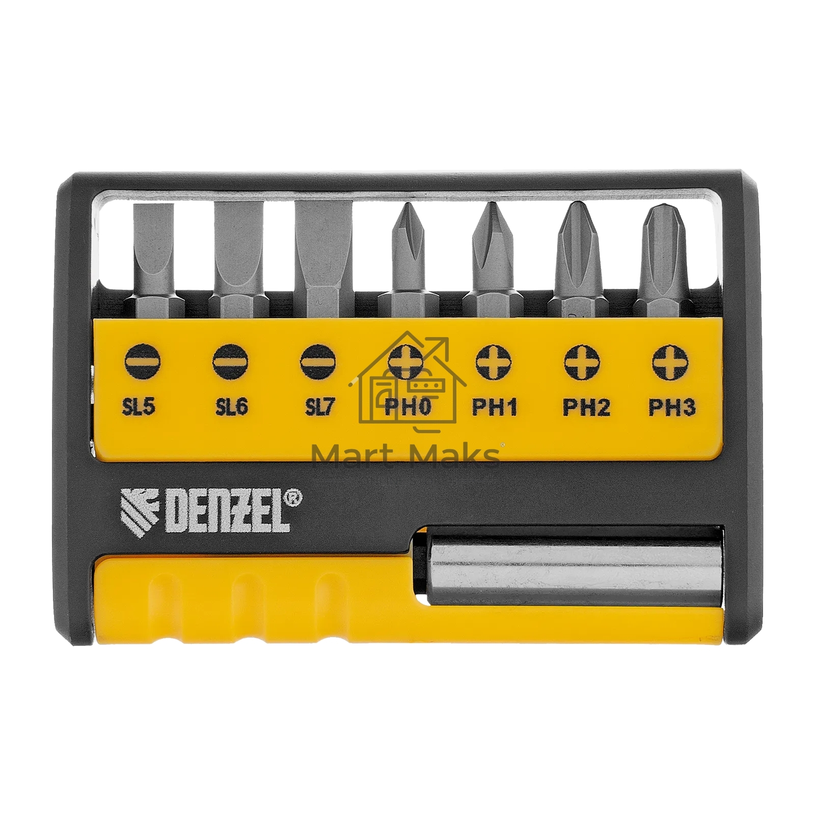 Набор бит с магнитным держателем Denzel S2, 8 шт.