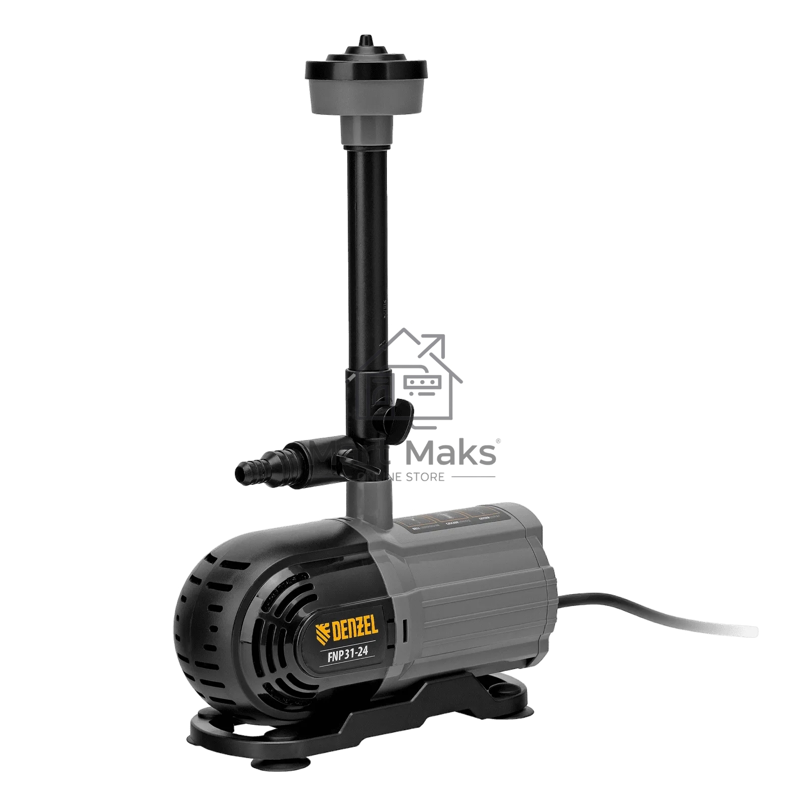 Насос фонтанный Denzel FNP31-24 31 Вт, подъем 2,4 м, 1500 л/ч, колокольчик/2 каскада/гейзер
