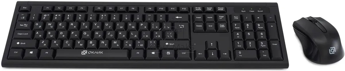 Комплект клавиатура+мышь Oklick 600M проводной, USB, 1200 DPI, чёрный