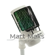 Микрофон конденсаторный Gembird M-01NW, подсветка RGB, шумоподавление, настольный держатель, белый