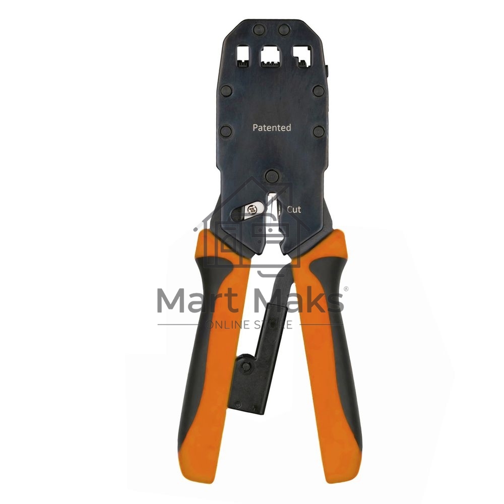 Инструмент обжимной Hyperline HT-200AR для RJ-50, RJ-45, RJ-12, RJ-11 (10P10C, 8P8C типа AMP, 6P6C, 4P4C), профессиональный, с храповым механизмом
