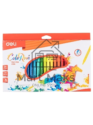 Фломастеры Deli EC10020 ColoRun, вентилируемый колпачок, 24 цвета, коробка с европодвесом Фломастеры Deli EC10020 ColoRun, вентилируемый колпачок, 24 цвета, коробка с европодвесом