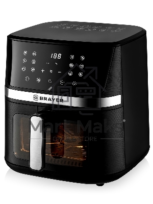 Аэрогриль BRAYER BR2038 чёрный, 1600 Вт, 7 л, упр. - сенсор, программ - 12
