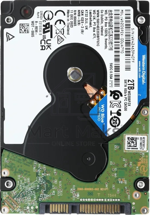 Жесткий диск HDD WD Blue 2Tb 5400rpm SATA 128Mb 2.5