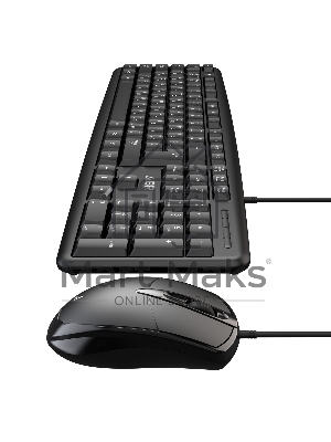 Комплект клавиатура и мышь ABR KM600 черный, интерфейс USB, проводной, RU/EN