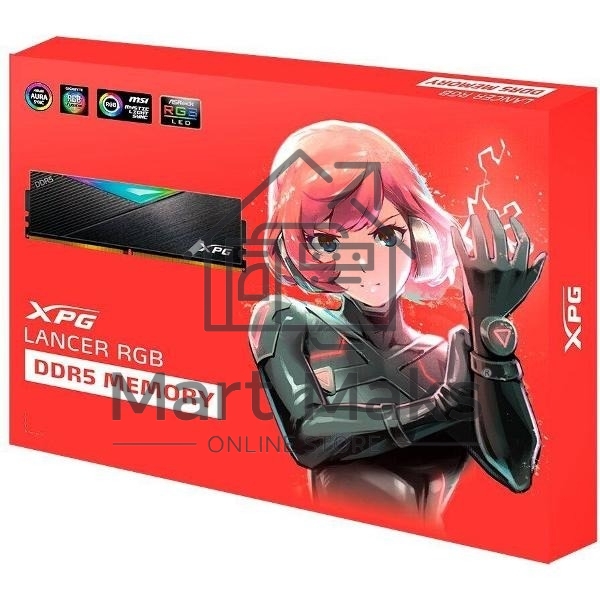 Оперативная память XPG Lancer, DDR5, 32GB (2x16GB), 6400MHz, CL32, DIMM, с радиаторами, RGB, черный