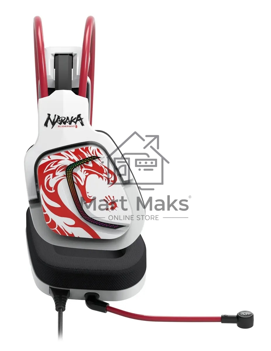 Наушники с микрофоном A4Tech Bloody G575 Naraka белый/красный 2м мониторные USB оголовье (G575 NARAKA)