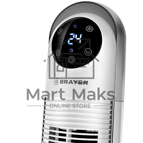 Вентилятор BRAYER BR4956, эл.упр.,пульт ДУ,вращение,мощ-ть 60Вт, LED дисплей,3 скор.Таймер