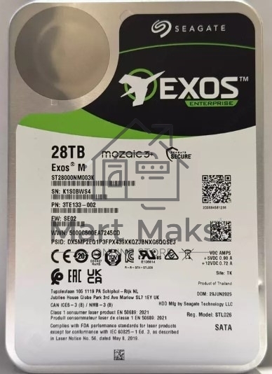 Жесткий диск HDD Seagate Exos M 28Tb 7200rpm SATA 512Mb 3.5