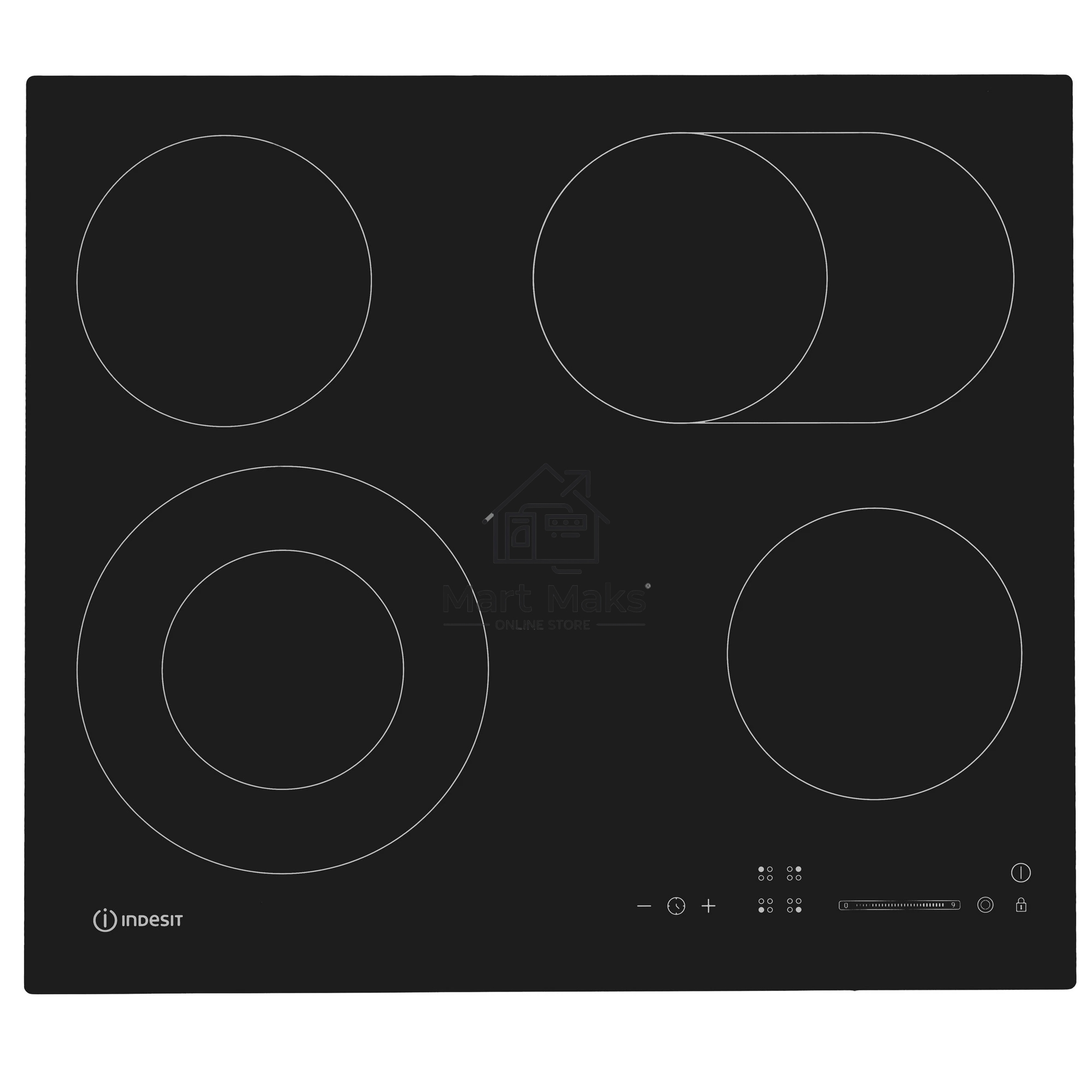 Электрическая варочная поверхность Indesit IRCM 660 B, 4 конфорки, с зоной расширения, стеклокерамика, 6700 Вт