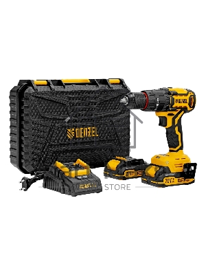 Дрель-шуруповерт Denzel CIDH-BL-20, Аккумуляторная, 20В, 2 АКБ, Ударная, Кейс