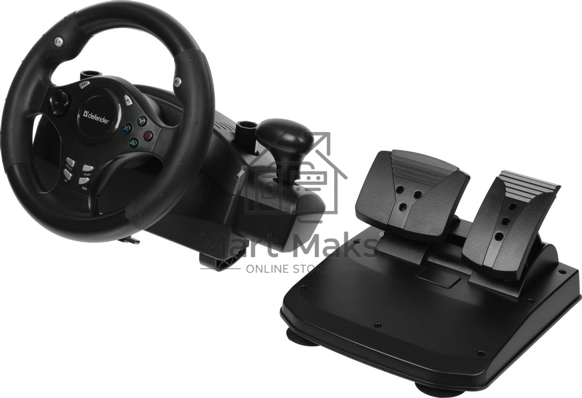 Игровой руль DEFENDER (64067) Rager черн,PC/PS/Xbox/Switch,педали