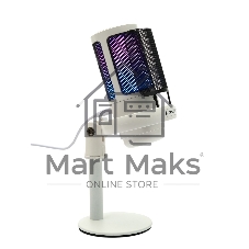 Микрофон конденсаторный Gembird M-01NW, подсветка RGB, шумоподавление, настольный держатель, белый