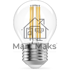 Лампа филам. Gauss Filament 12Вт цок.:E27 шар св.свеч.бел.теп. (упак.:10шт) (52212)
