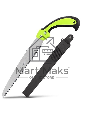 Садовая пила с ножнами Deli DL580927 270мм, сталь 65Mn, шаг зубьев 7TPI, обрезиненая ручка, шлифовка зубов с 3-х сторон, двухрядное распределение кромок