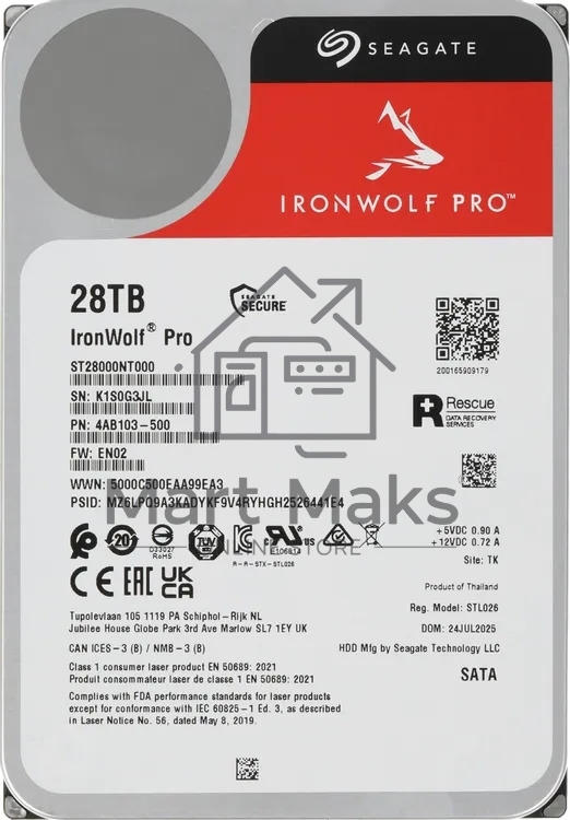 Жесткий диск HDD Seagate IronWolf Pro 28Tb 7200rpm SATA 512Mb 3.5