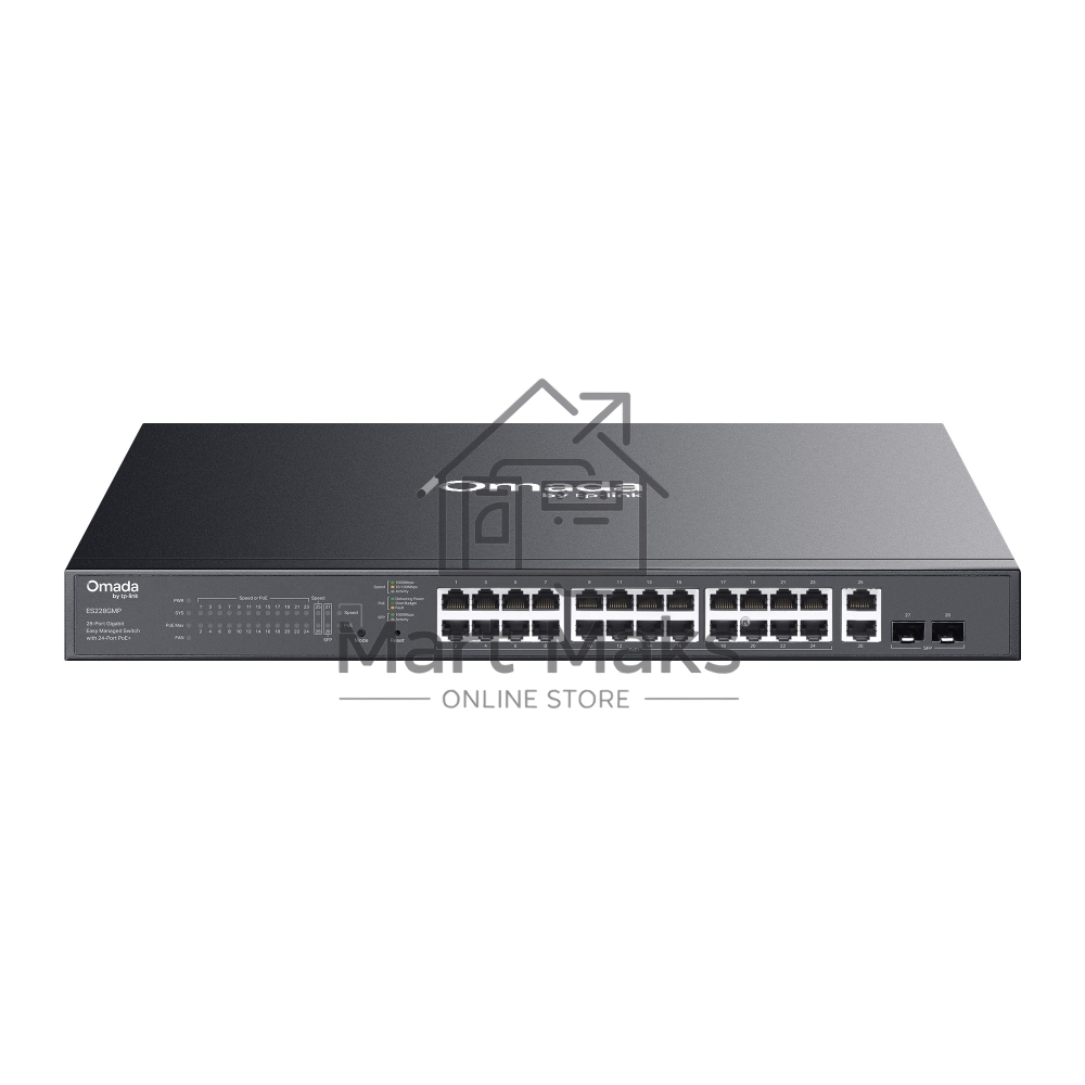 Коммутатор TP-Link Omada ES228GMP, 24×1 Гбит/с PoE+ + 2×1 Гбит/с Uplink + 2×1 Гбит/с SFP, настраиваемый