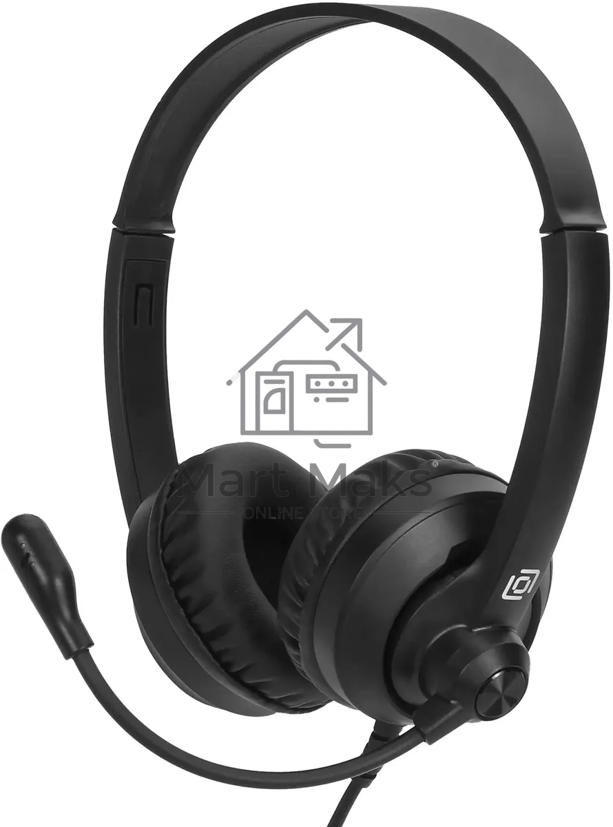 Наушники с микрофоном Оклик HS-M500 черный 1.8м накладные оголовье (1900379)