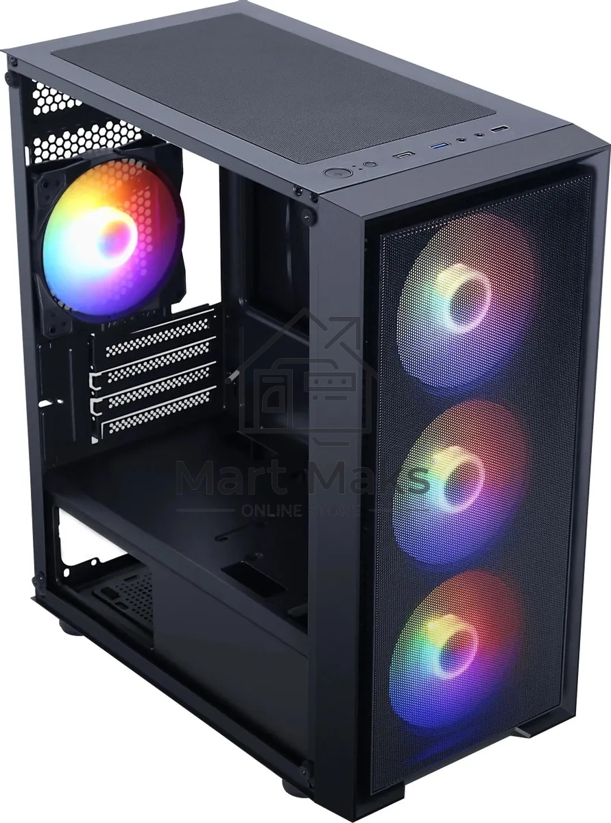Компьютерный корпус Accord M203 черный без БП ATX 2xUSB2.0 1xUSB3.0 1xUSB3.1 audio bott PSU