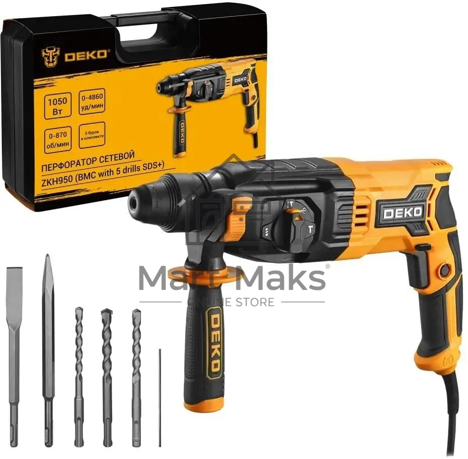 Перфоратор Deko ZKH950 патрон:SDS-plus уд.:3.2Дж 1050Вт (кейс в комплекте)