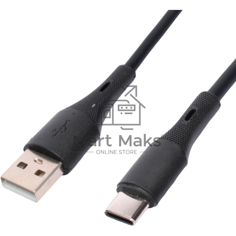 Кабель USB2.0 Cablexpert CC-USB2S-AMCM-1M-BK AM/Type-C, 3А, 18Вт, QC3.0, силиконовый, медь, 1м, черный, пакет