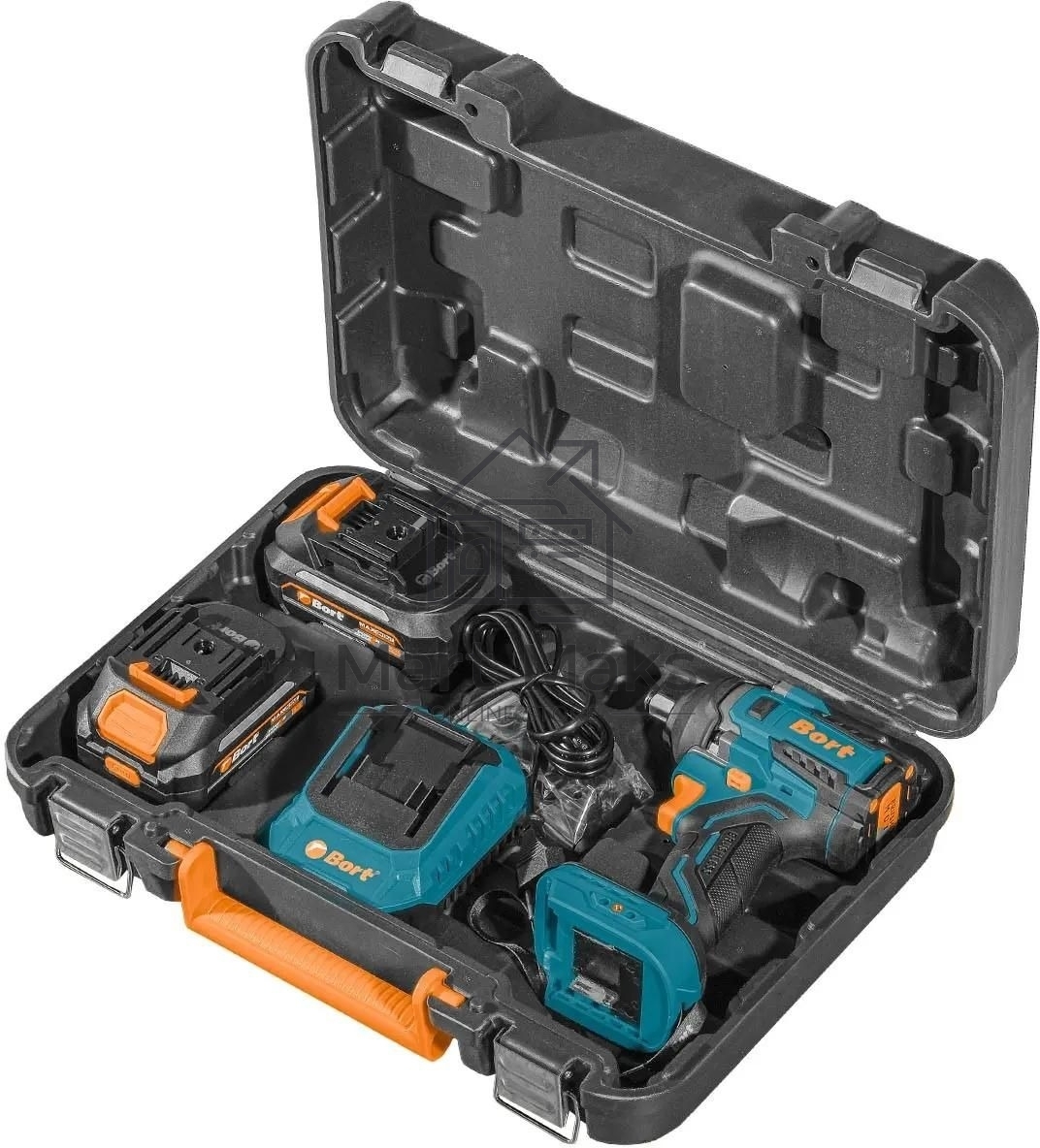 Гайковерт аккумуляторный Bort BSR-21U (2х4АЧ+ЗУ) 93418477  800 Нм, 0-2700 об/мин, акб Li-Ion, аккумуляторная система Makita 18V LXT 18 В, вес 1.4 кг