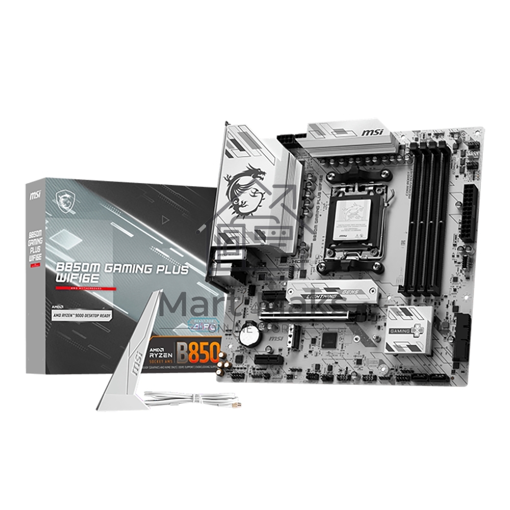 Материнская плата MSI B850M GAMING PLUS WIFI6E, AM5, AMD B850, 4xDDR5, 4xSATA, 2xM.2, 1xPCIe 4.0 x16, 2xPCIe x1, 1xDP, 1xHDMI, 1x2.5Gb LAN, Wi-Fi 6E, Bluetooth 5.3, 4xUSB-A 5Gbps, 3xUSB-A 10Gbps, 1xUSB-C 10Gbps, 3x3.5 мм, 7.1, mATX