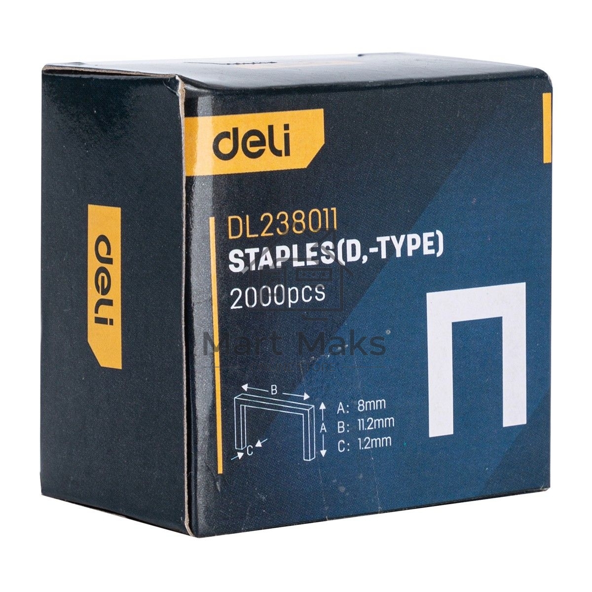 Набор скоб для степлера (Тип D) Deli DL238011 (8 х 11,2 х 1,2мм * 2000 шт) нержавеющая сталь.