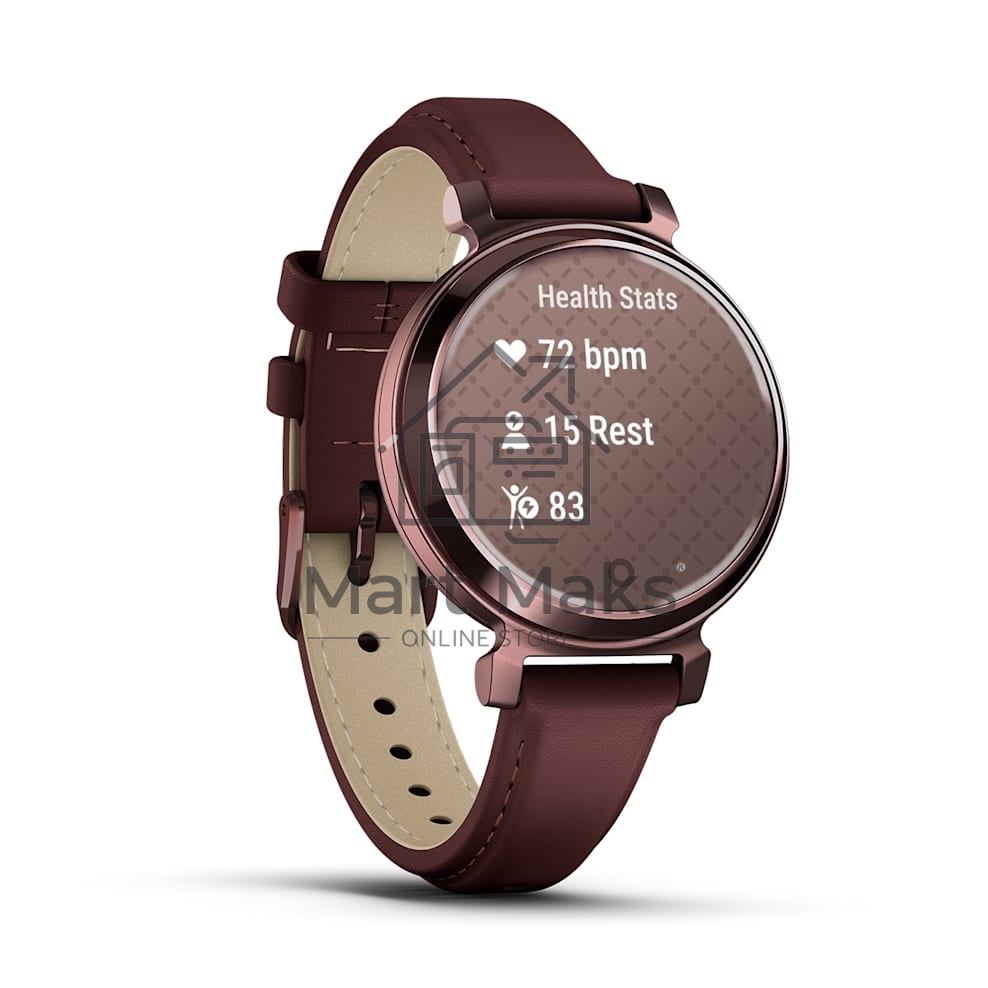 Смарт-часы Garmin Lily 2 Classic темно-бронзовый, ежевичный кожаный ремешок 35,4мм
