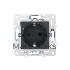 Розетка IEK SKANDY SK-R06G (SK-R14-16-1-K53) с заземлением, с защитными шторками, 16А безвинтовое крепление, графит